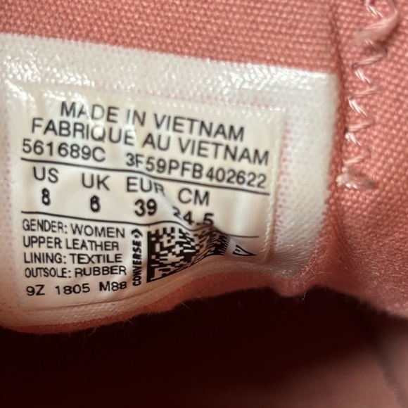 CONVERSE ALL STAR LowTop Antique Rose Leather Velvet Wide Lace Sneaker Gold Trim - Picture 15 of 15